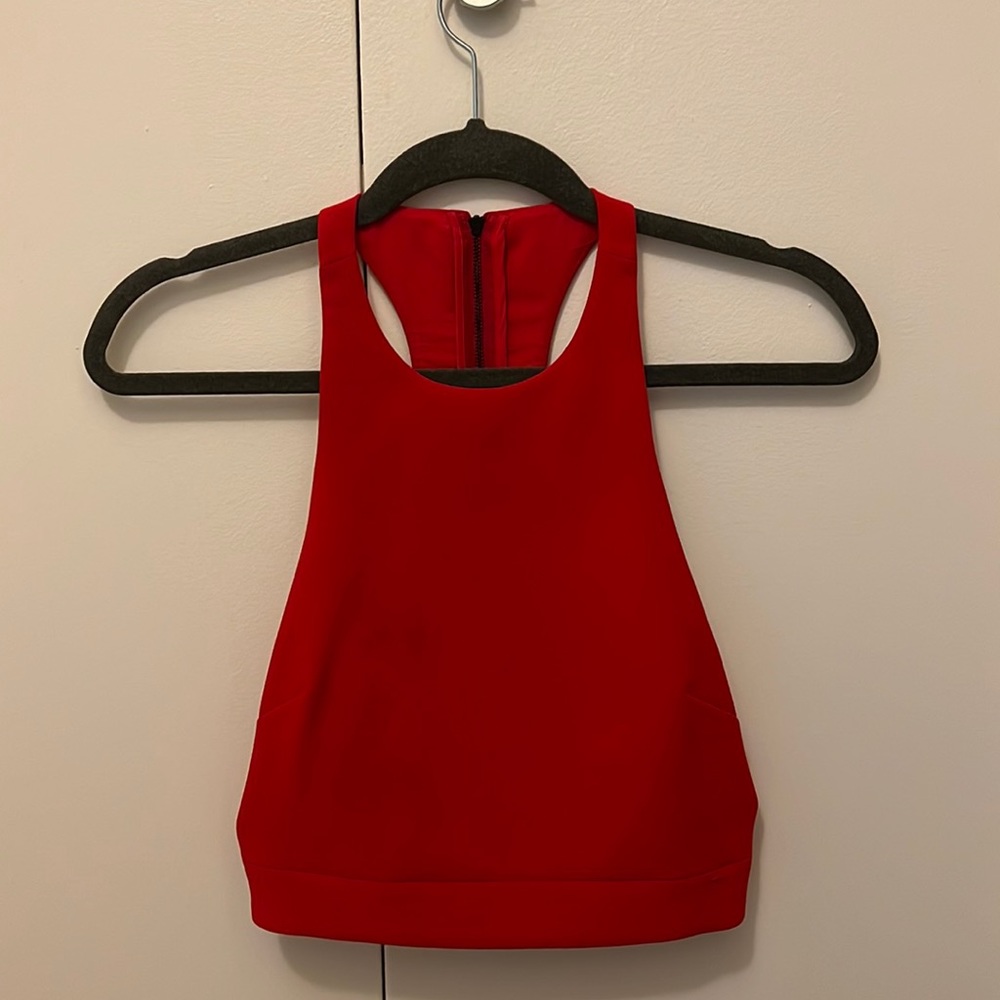 Red Likely high neck crop top